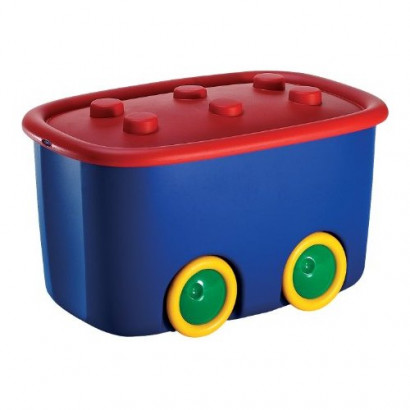 KIS FUNNY Box portagiochi con ruote blu coperchio rosso